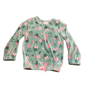 Disney Minnie Mouse Toddler Long Sleeve Top 3T Green Pink Floral Print Corduroy